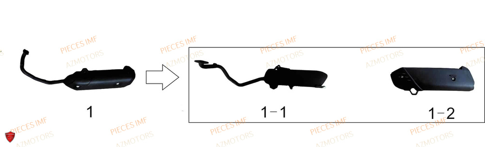 Echappement AZMOTORS PIECES T LONGO 125 4T EURO 5+