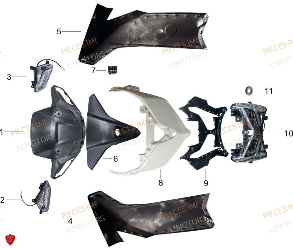 Face Avant AZMOTORS PIECES T LONGO 125 4T EURO 5+