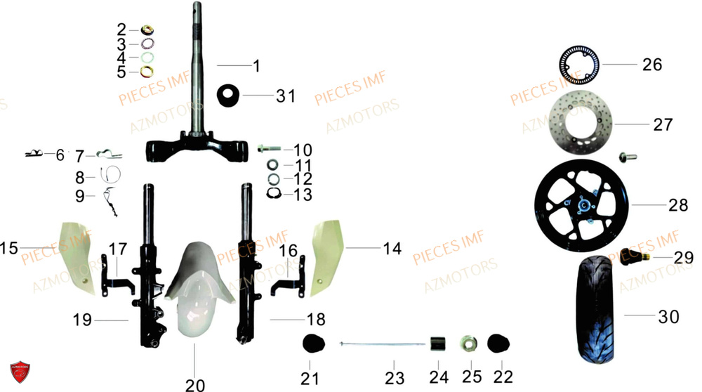 Fourche AZMOTORS PIECES T LONGO 125 4T EURO 5+