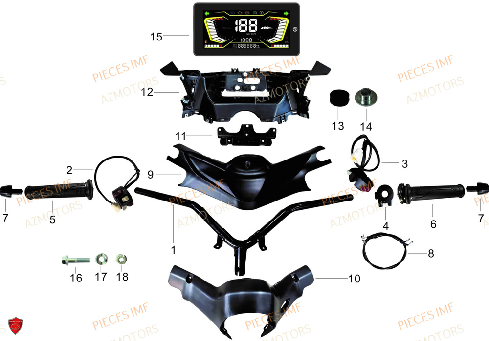 Guidon AZMOTORS PIECES T LONGO 125 4T EURO 5+