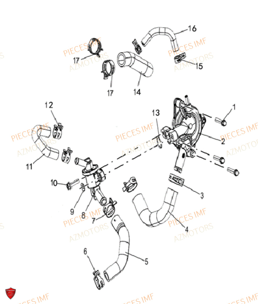 Pompe A Eau AZMOTORS PIECES T LONGO 125 4T EURO 5+