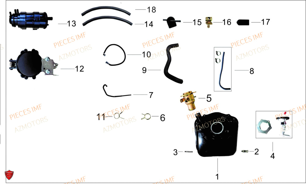 Reservoir AZMOTORS PIECES T LONGO 125 4T EURO 5+