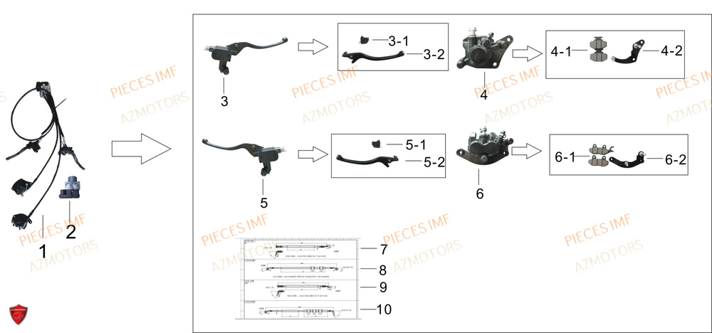 Systeme De Frein AZMOTORS PIECES T LONGO 125 4T EURO 5+