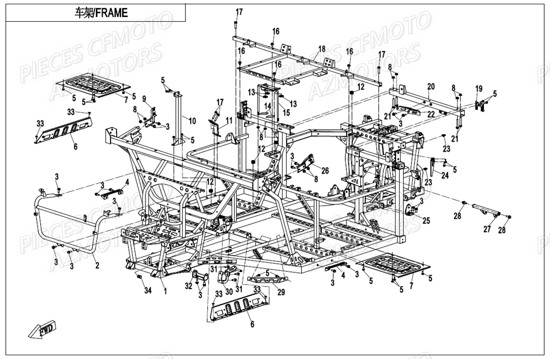 Accessoires De Chassis CFMOTO Pièces Origine CFMOTO UFORCE 1000 EPS (2019)