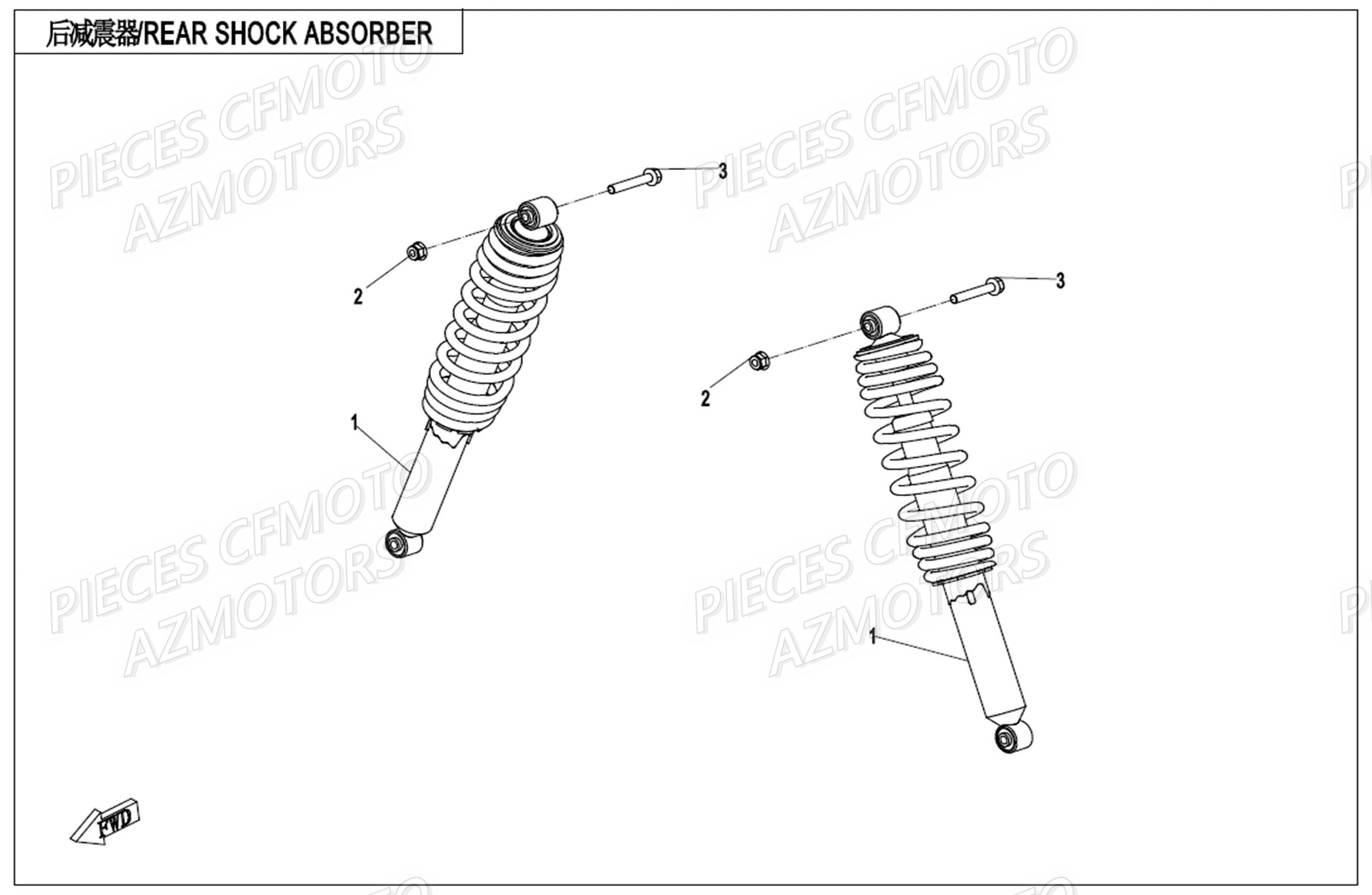 AMORTISSEUR ARRIERE CFMOTO UFORCE 1000 EPS