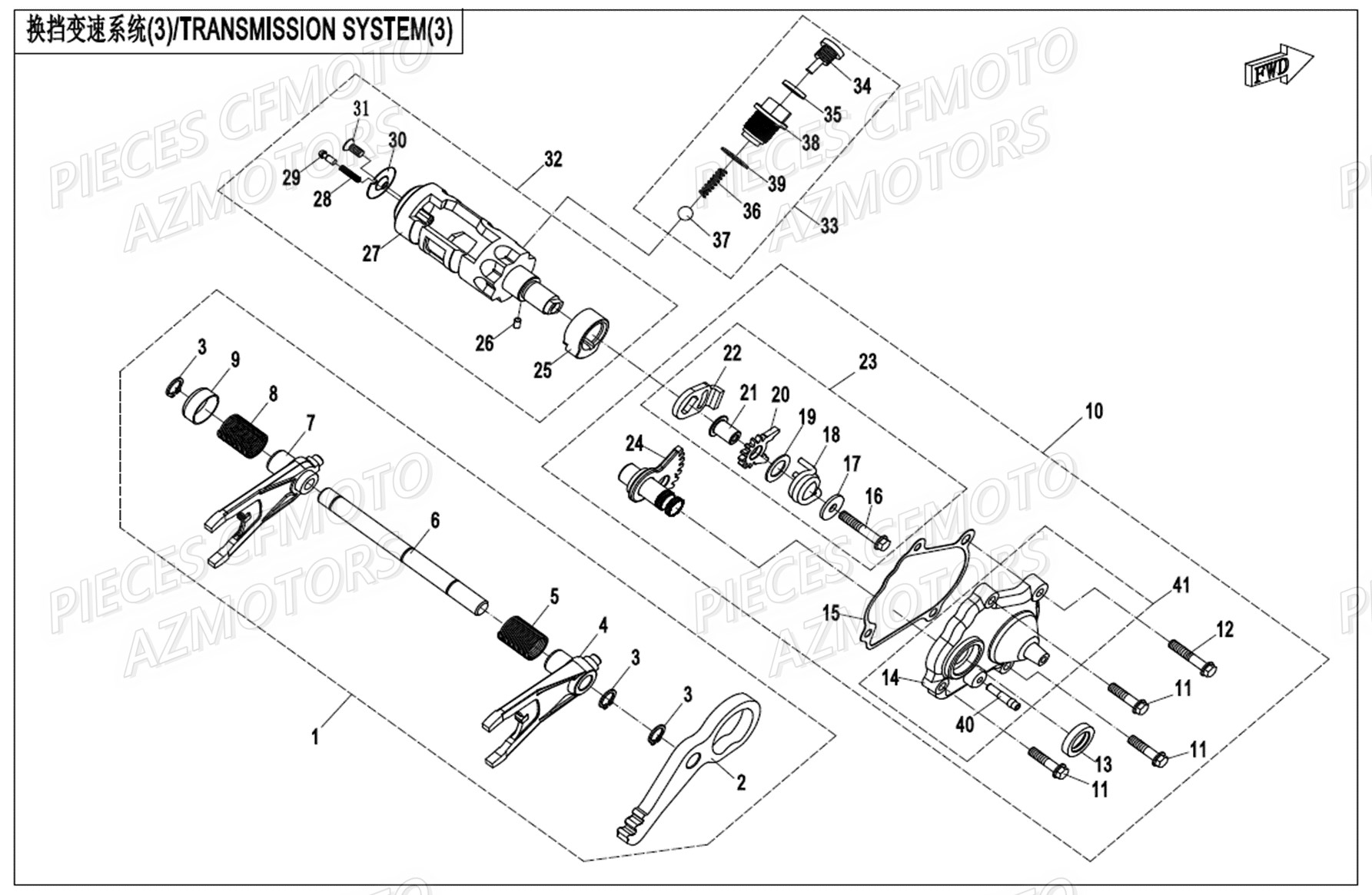 Boite De Vitesses CFMOTO Pièces Origine CFMOTO UFORCE 1000 EPS (2019)
