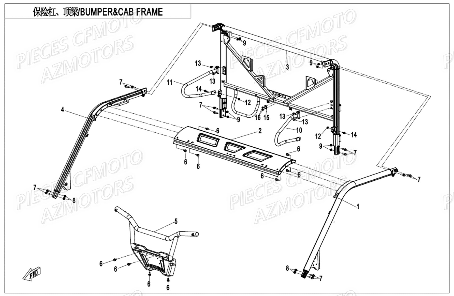 Bumper CFMOTO Pièces Origine CFMOTO UFORCE 1000 EPS (2019)
