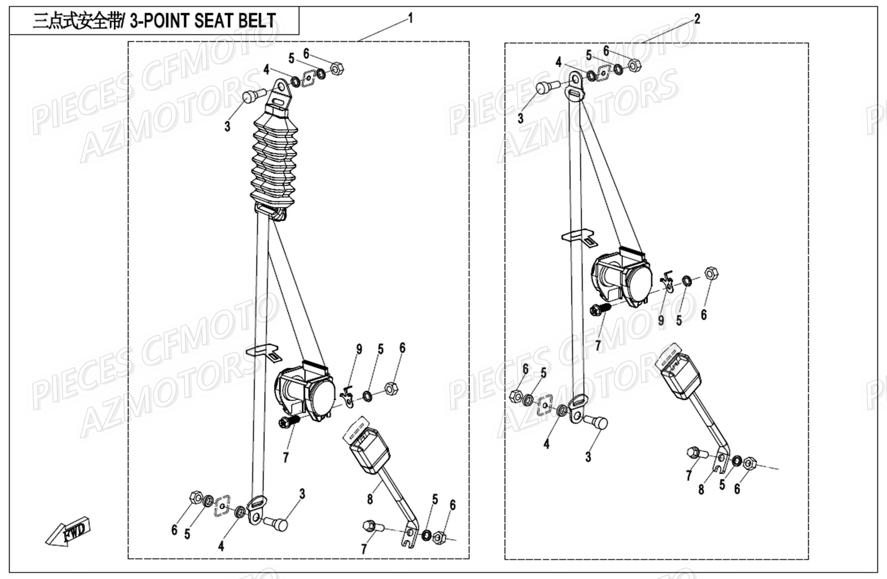 Ceinture Passager CFMOTO Pièces Origine CFMOTO UFORCE 1000 EPS (2019)