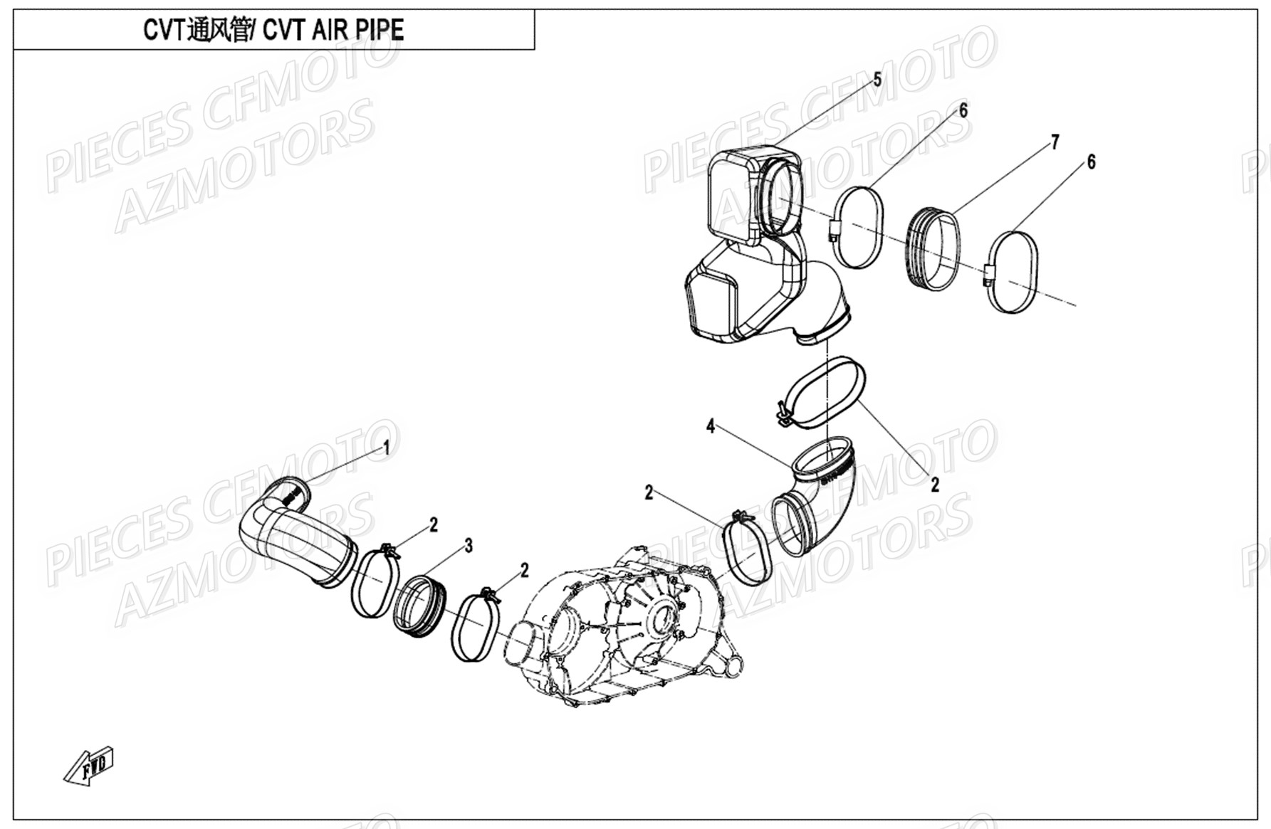 Durite Ventilation CFMOTO Pièces Origine CFMOTO UFORCE 1000 EPS (2019)