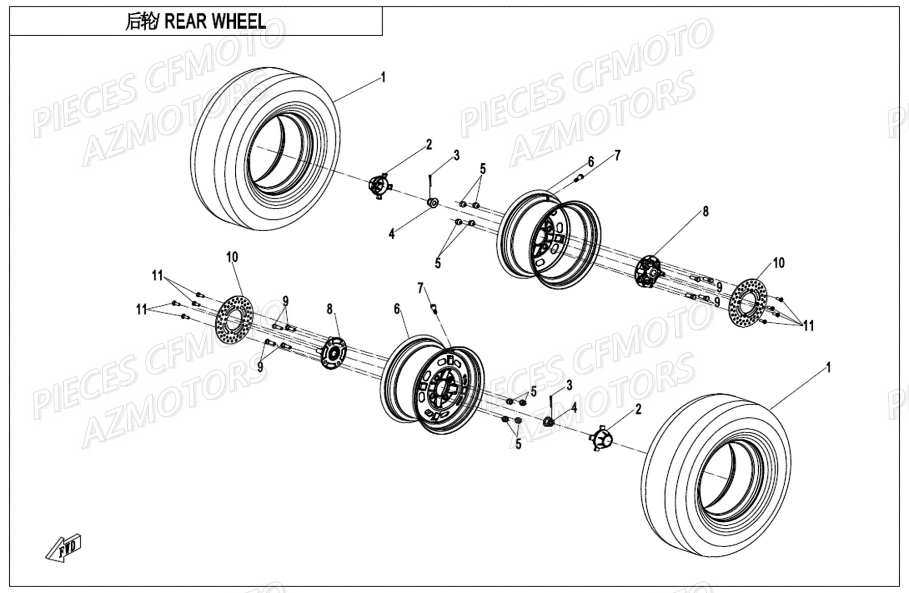 Roue Arriere CFMOTO Pièces Origine CFMOTO UFORCE 1000 EPS (2019)