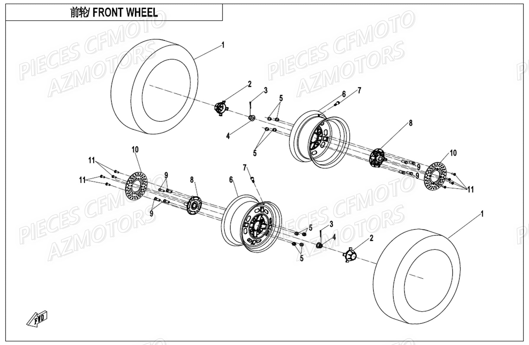 Roue Avant CFMOTO Pièces Origine CFMOTO UFORCE 1000 EPS (2019)