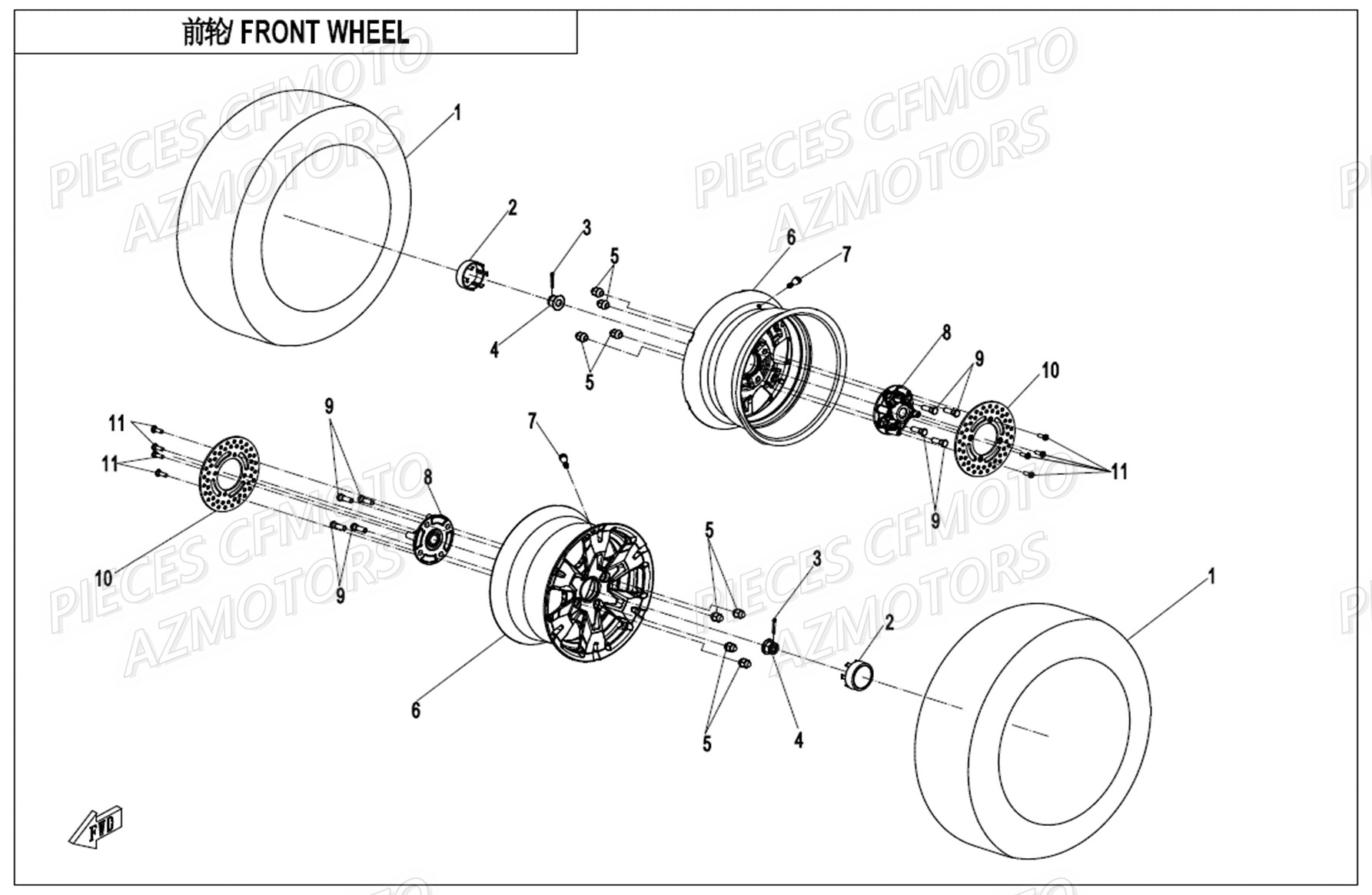 Roue Avant (alu) AZMOTORS Pièces Origine CFMOTO UFORCE 1000 EPS (2019)