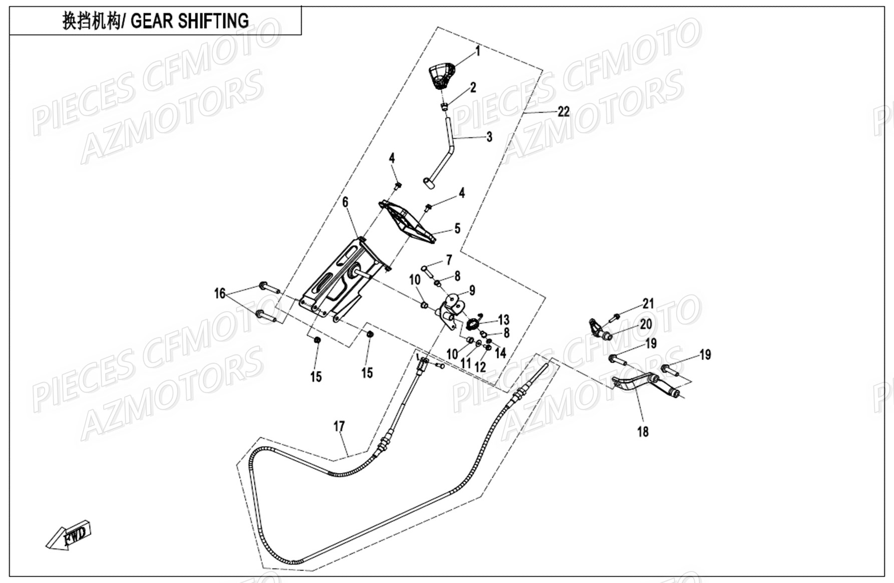 SELECTEUR DE VITESSES CFMOTO UFORCE 1000 EPS