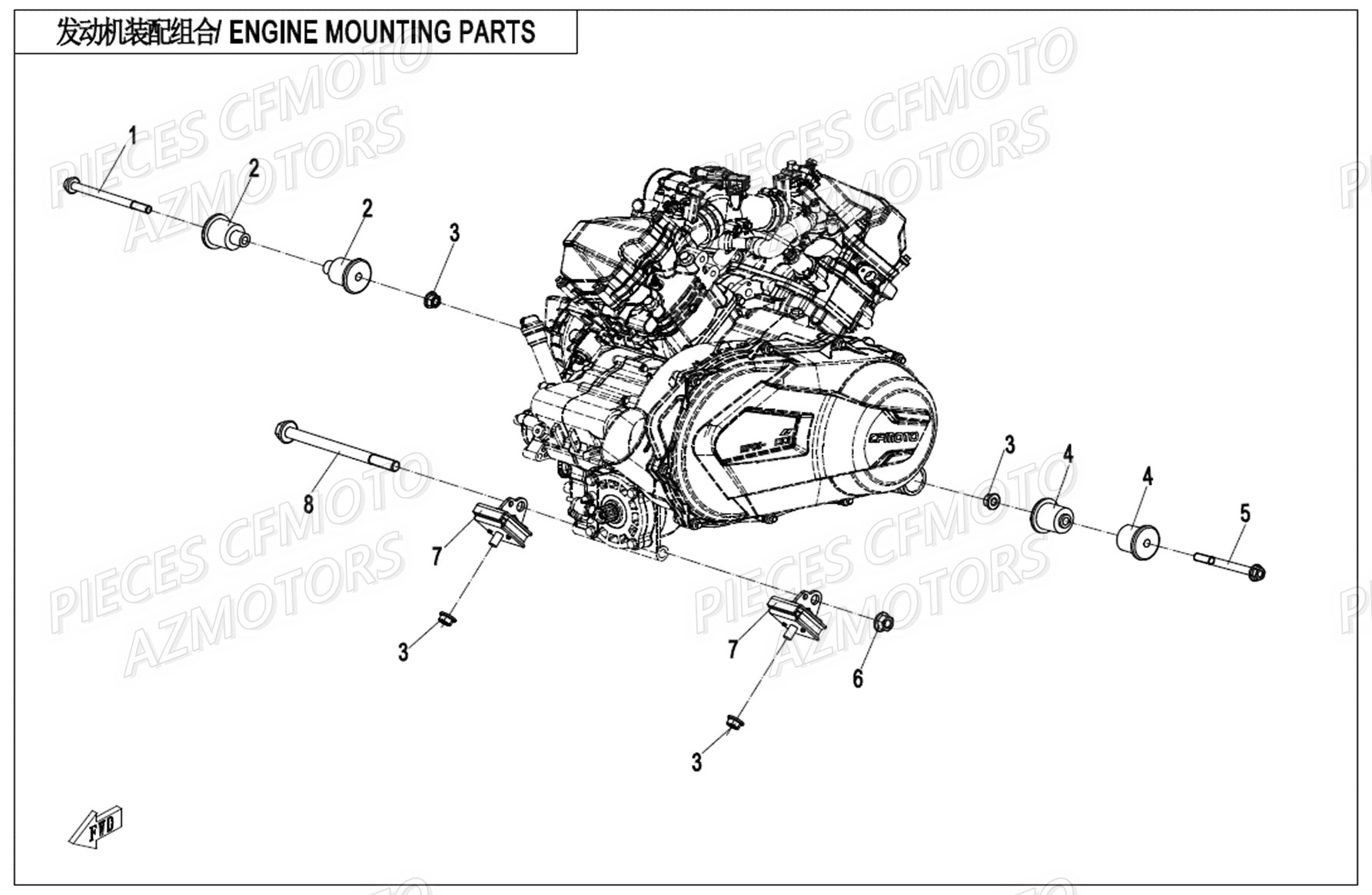 Support Moteur CFMOTO Pièces Origine CFMOTO UFORCE 1000 EPS (2019)