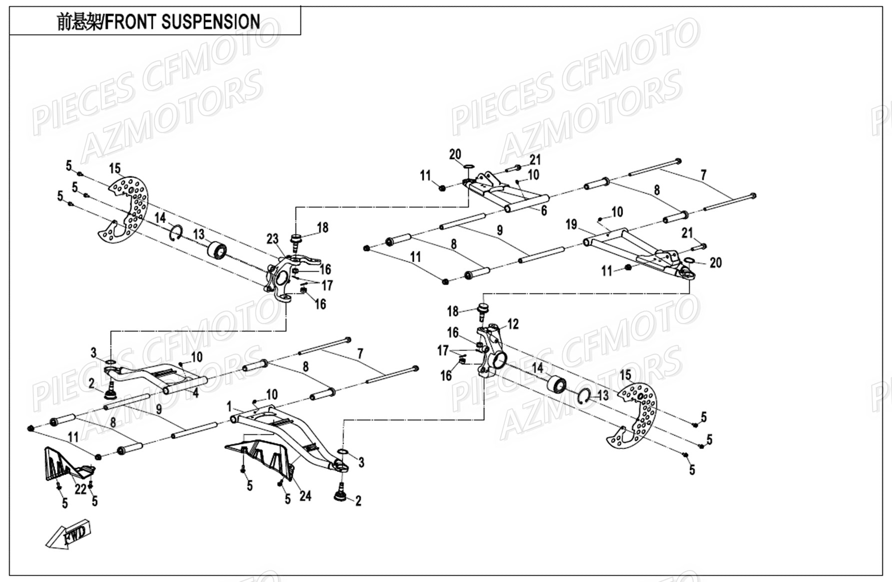 Suspension Avant CFMOTO Pièces Origine CFMOTO UFORCE 1000 EPS (2019)