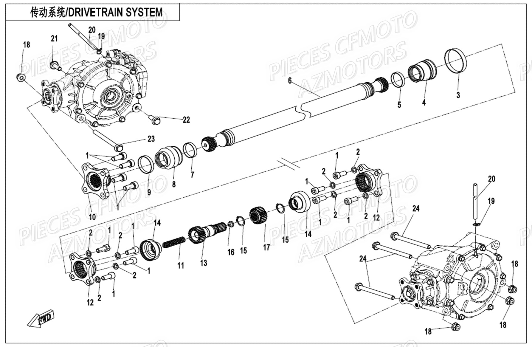 Transmission Avant CFMOTO Pièces Origine CFMOTO UFORCE 1000 EPS (2019)