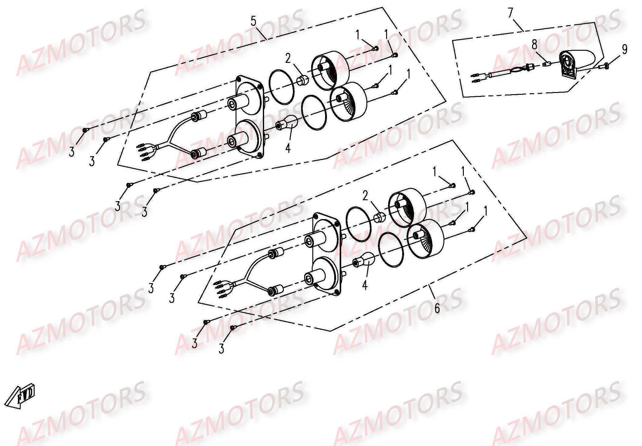 Feux Arriere CFMOTO Pièces Origine CFMOTO UFORCE 500/600