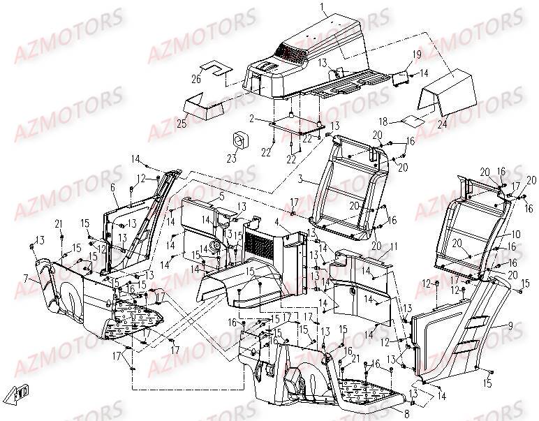 Interieur CFMOTO Pièces Origine CFMOTO UFORCE 500/600