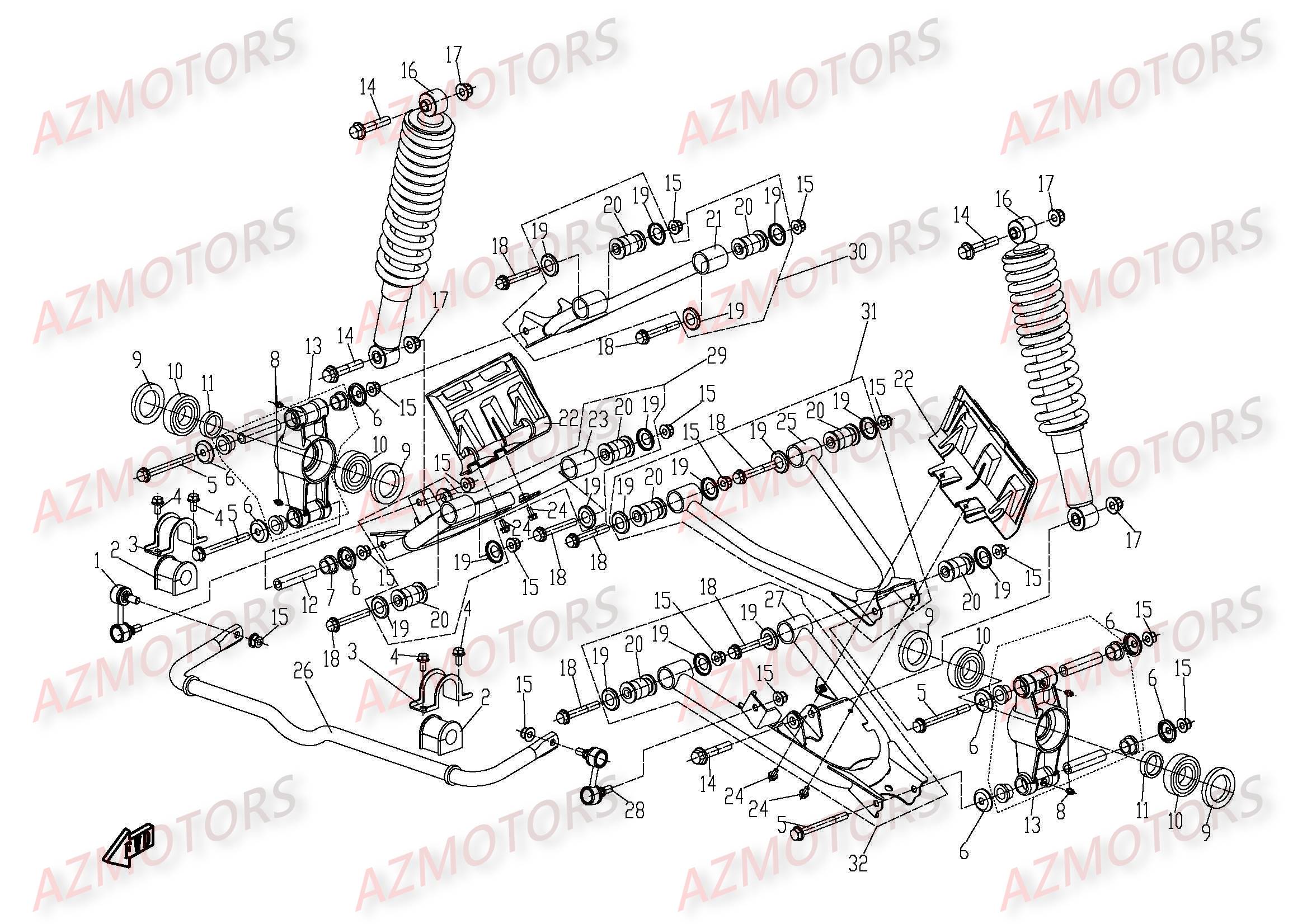 Suspension Arriere CFMOTO Pièces Origine CFMOTO UFORCE 500/600