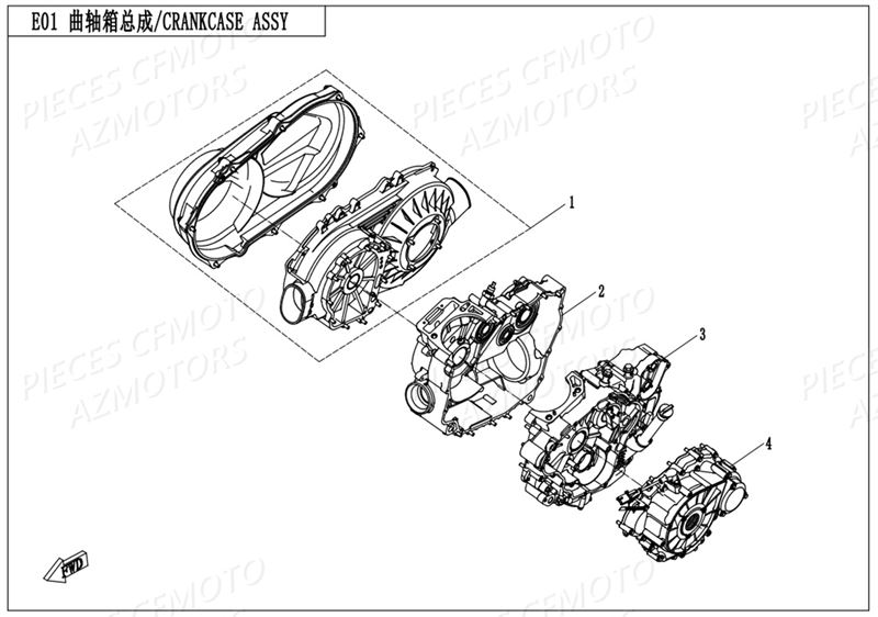 Carters Moteur CFMOTO Pièces Origine CFMOTO UFORCE 550 (2017)