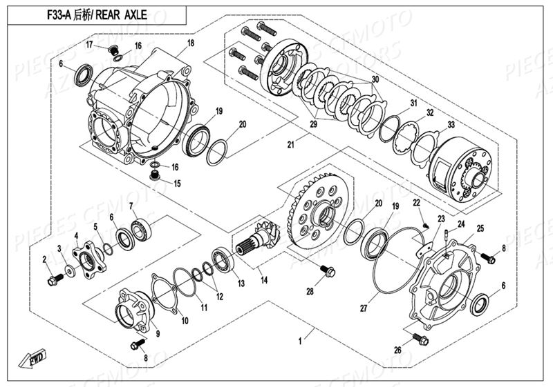 Pont Arriere Detail Differentiel CFMOTO Pièces Origine CFMOTO UFORCE 550 (2017)