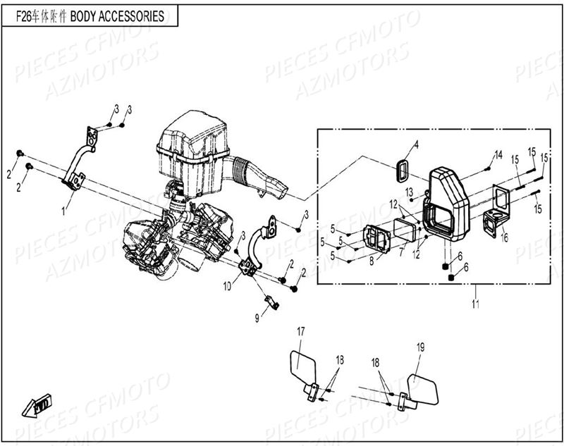 Body Accessoires CFMOTO Pièces Origine CFMOTO UFORCE 800 (2016)