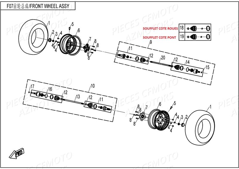 Roues Avant CFMOTO Pièces Origine CFMOTO UFORCE 800 (2016)