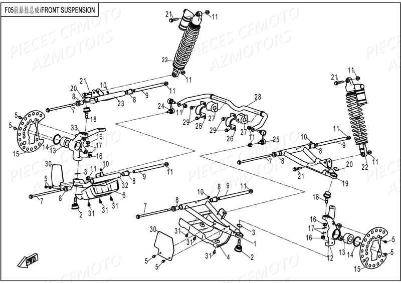 Suspension Avant CFMOTO Pièces Origine CFMOTO UFORCE 800 (2016)