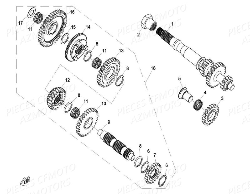 Transmission Boite CFMOTO Pièces Origine CFMOTO UFORCE 800 (2016)