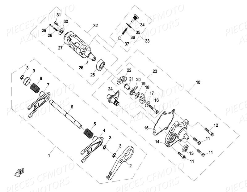 Transmission Boite 3 CFMOTO Pièces Origine CFMOTO UFORCE 800 (2016)