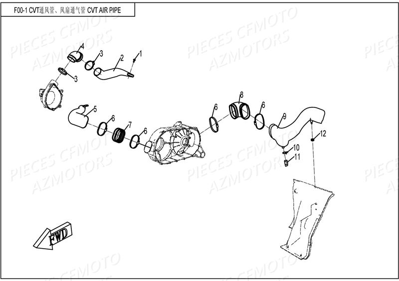 Ventilation Cvt CFMOTO Pièces Origine CFMOTO UFORCE 800 (2016)