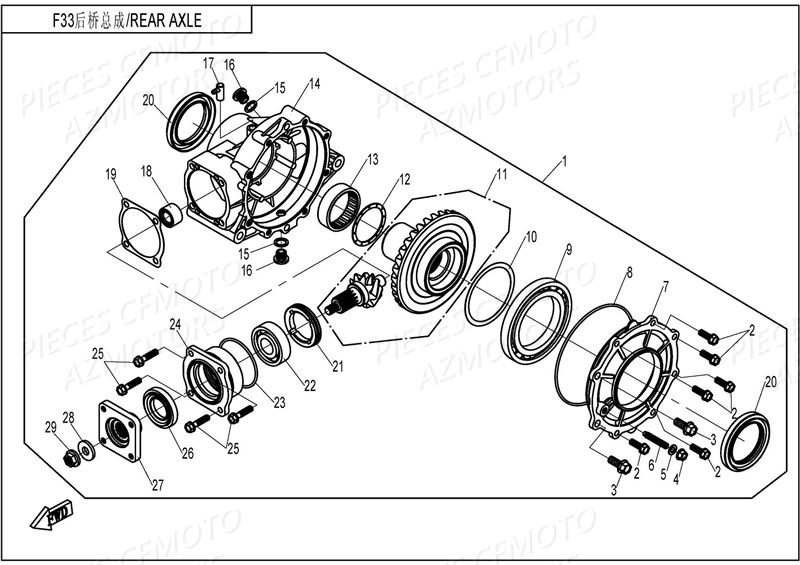 PONT ARRIERE CFMOTO UFORCE 800 EPS