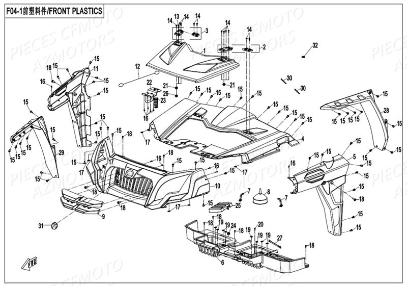 CARENAGES AVANT CFMOTO UFORCE 800 EPS T1