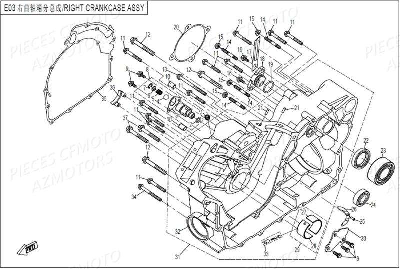 DEMI CARTER DROIT CFMOTO UFORCE 800 EPS T1