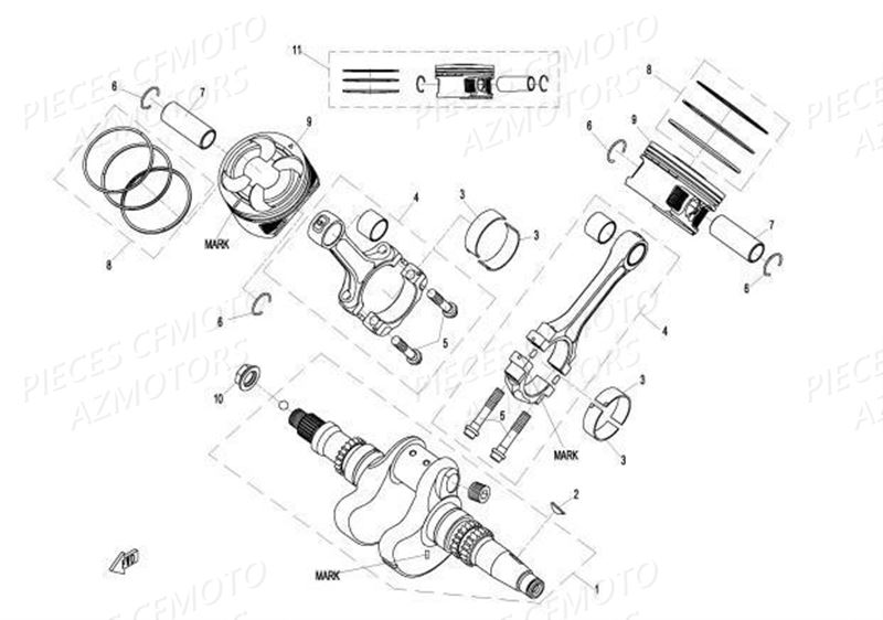 Piston Vilebrequin CFMOTO Pièces Origine CFMOTO UFORCE 800 EPS -T1 (2017)