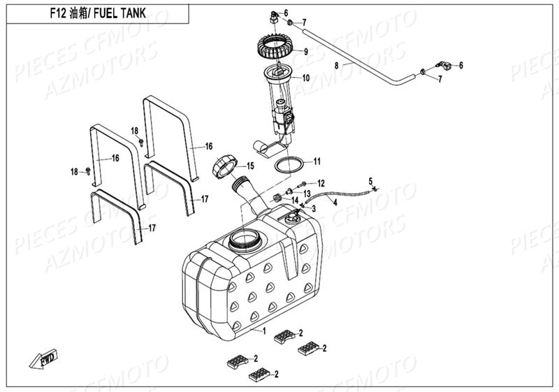 Reservoir A Carburant CFMOTO Pièces Origine CFMOTO UFORCE 800 EPS -T1 (2017)