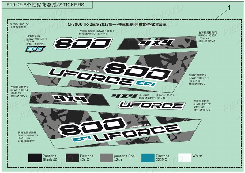 STICKERS CFMOTO UFORCE 800 EPS T1