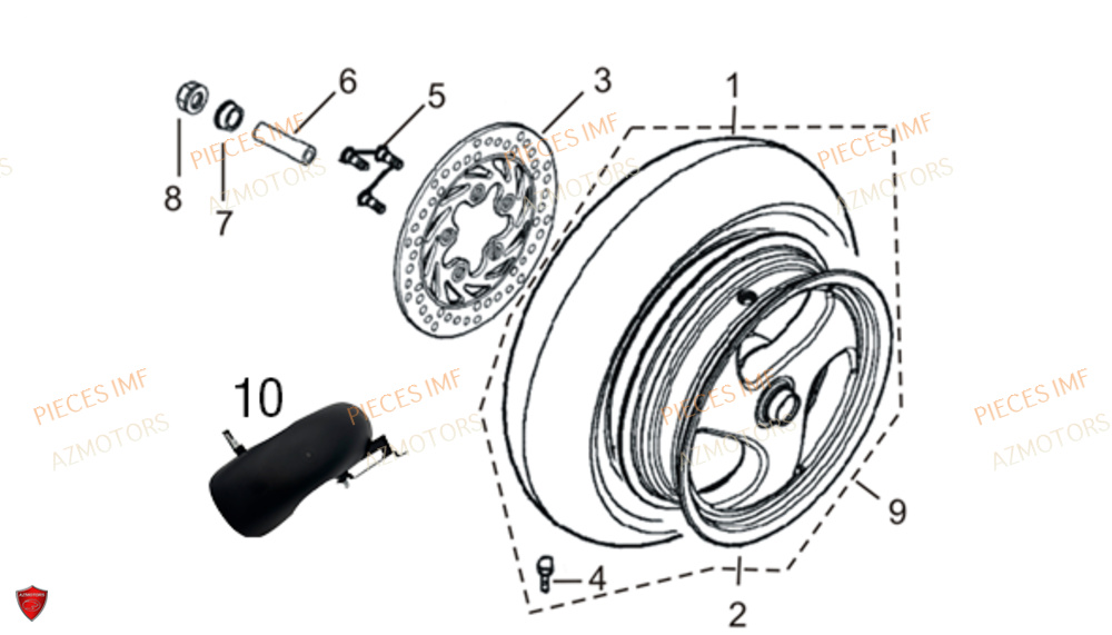 Roue Arriere AZMOTORS PIECES ULTIMATT EURO 5