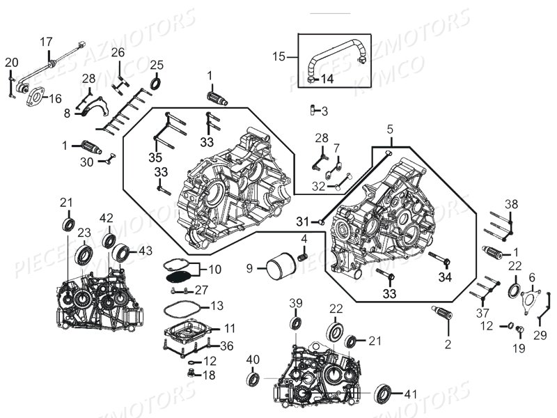 CARTER_MOTEUR KYMCO Pièces Quad Kymco UXV 450 4T EURO II - 2014