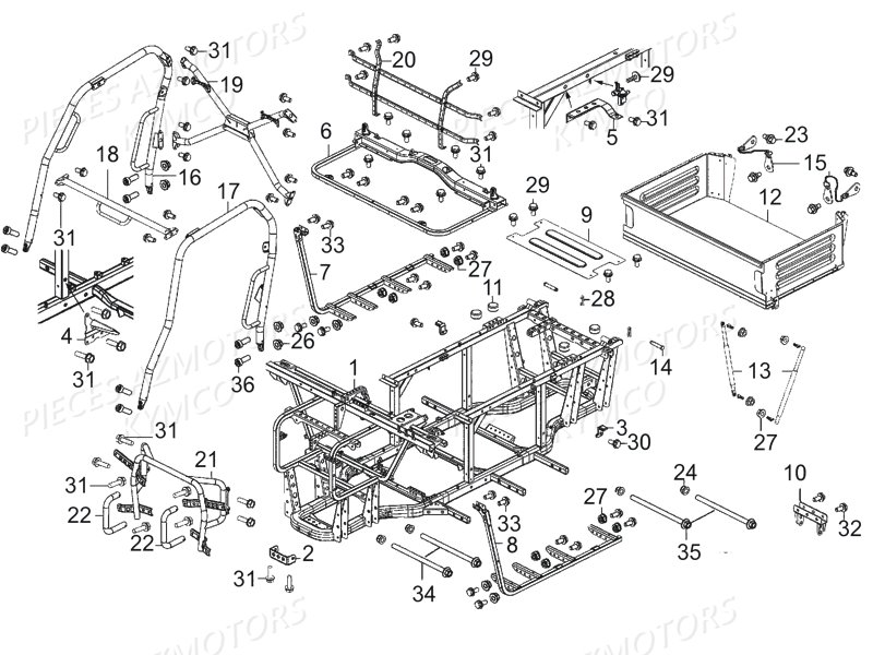 Chassis KYMCO Pièces KYMCO UXV 450I 4T EURO II (UA90BE)