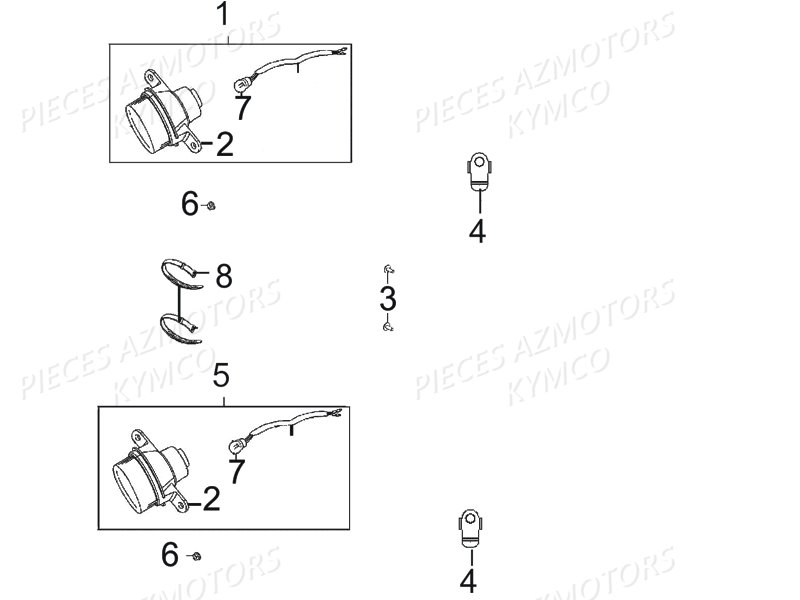 Clignotants Avant KYMCO Pièces KYMCO UXV 450I 4T EURO II (UA90BE)