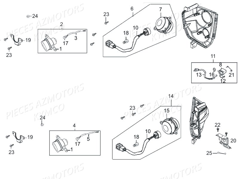 Clignotants Feu Arriere KYMCO Pièces KYMCO UXV 450I 4T EURO II (UA90BE)