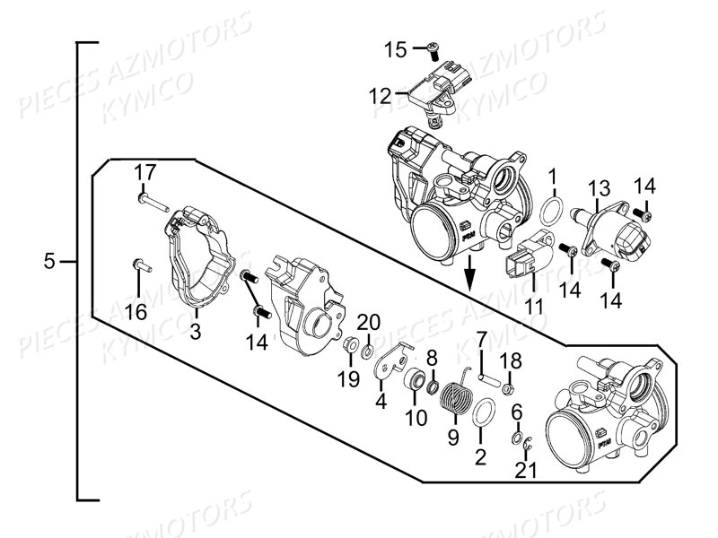 Corps De Papillon KYMCO Pièces KYMCO UXV 450I 4T EURO II (UA90BE)