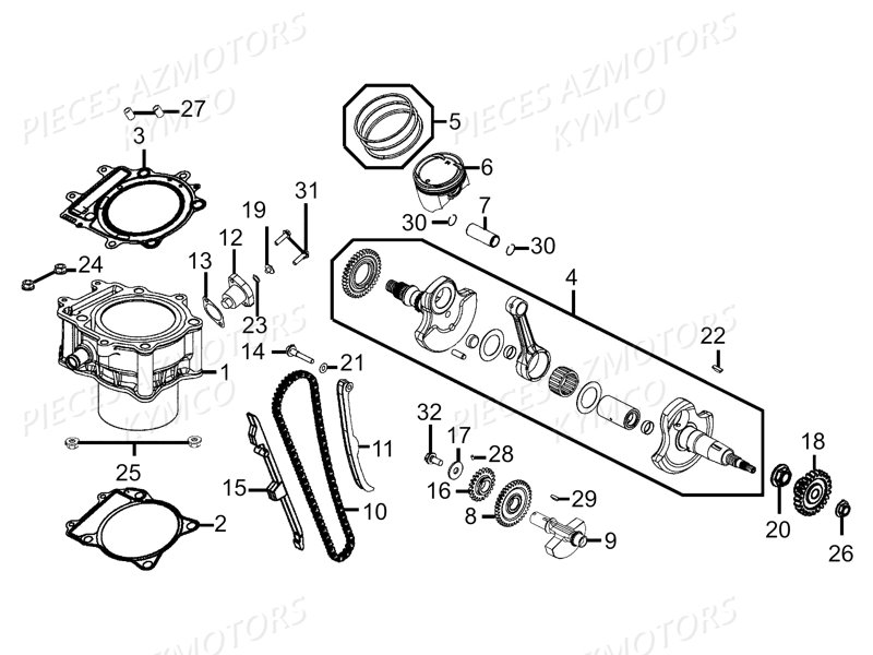 CYLINDRE PISTON KYMCO UXV 450I