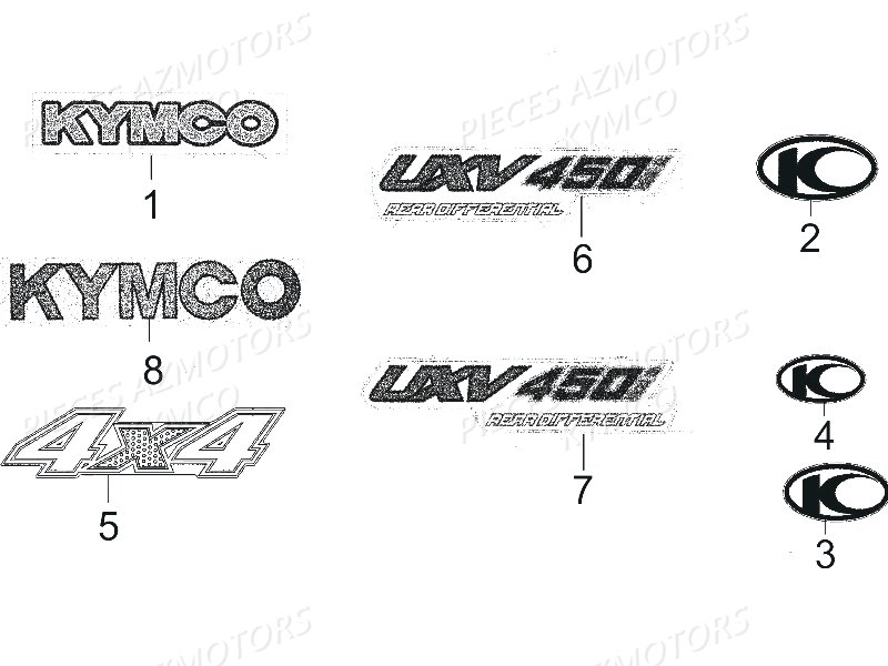 Decors KYMCO Pièces KYMCO UXV 450I 4T EURO II (UA90BE)