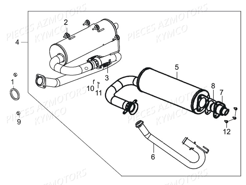Echappement KYMCO Pièces KYMCO UXV 450I 4T EURO II (UA90BE)
