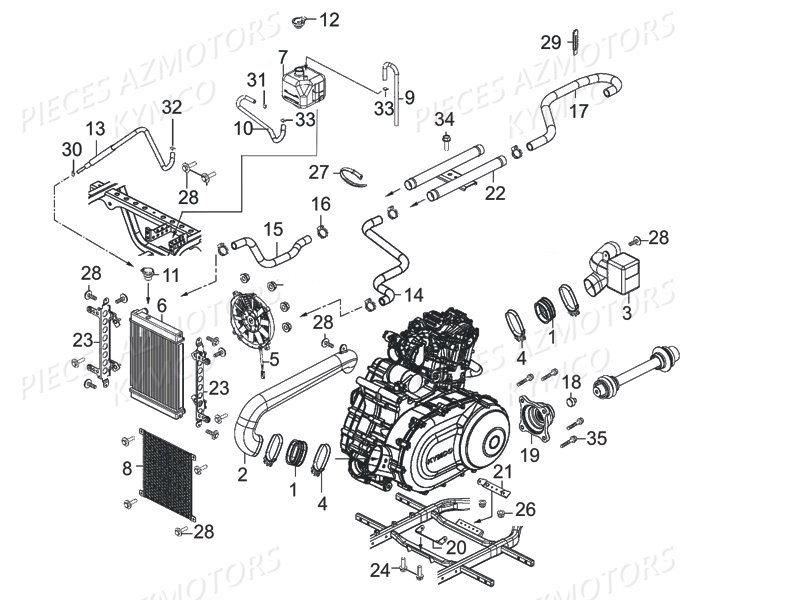 Refroidissement KYMCO Pièces KYMCO UXV 450I 4T EURO II (UA90BE)