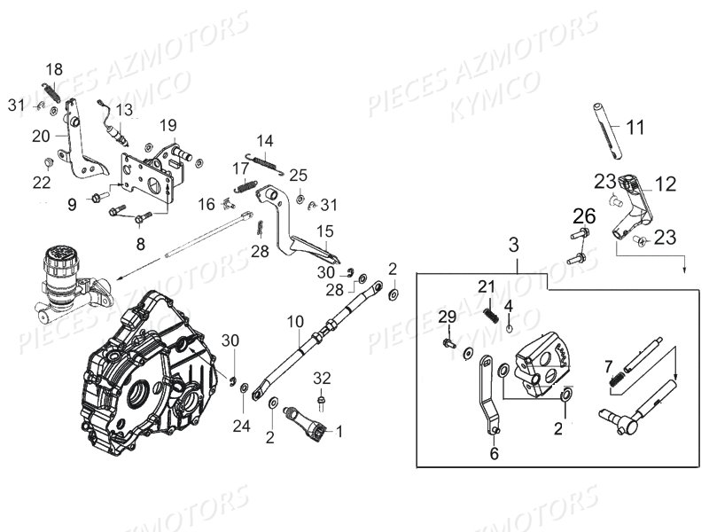 SELECTEUR PEDALES pour UXV 450I