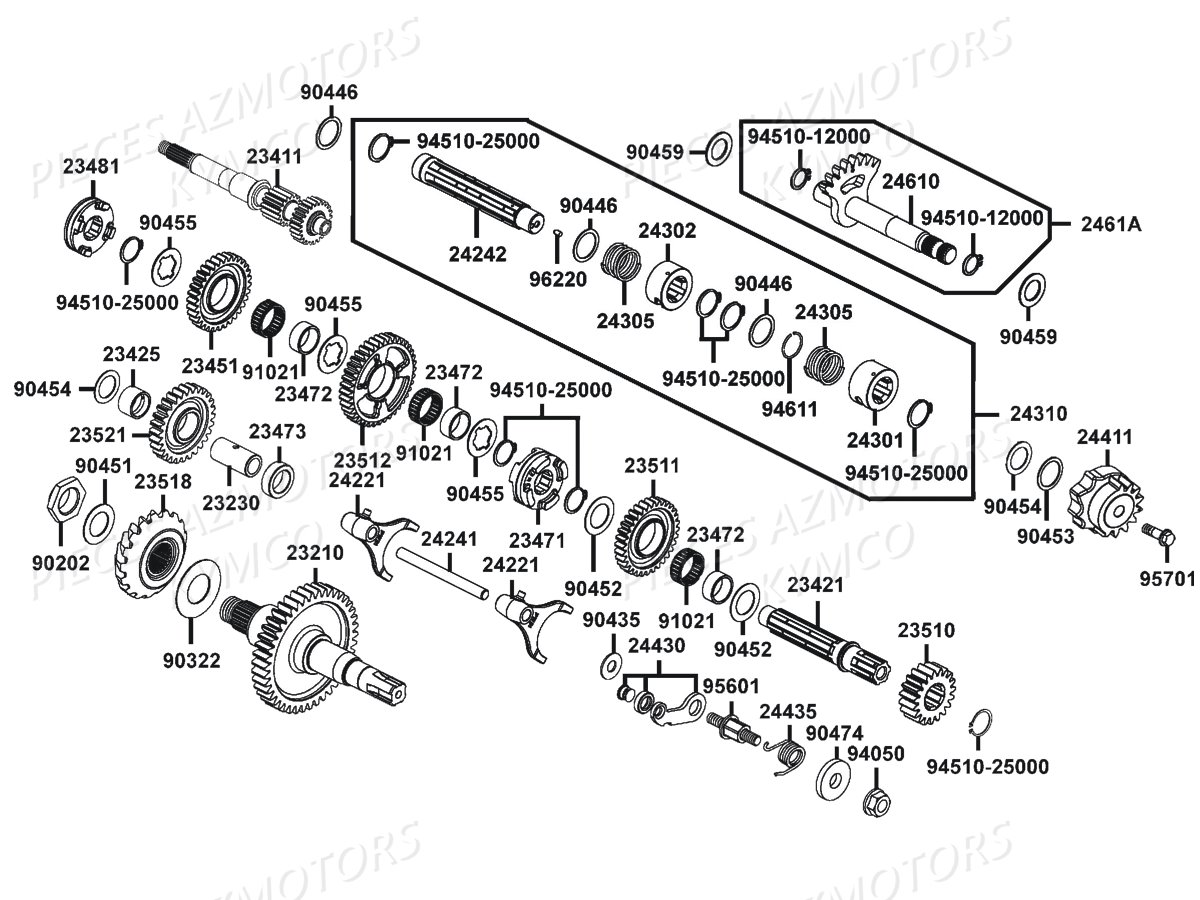 Transmission KYMCO Pièces KYMCO UXV 450I 4T EURO II (UA90BE)