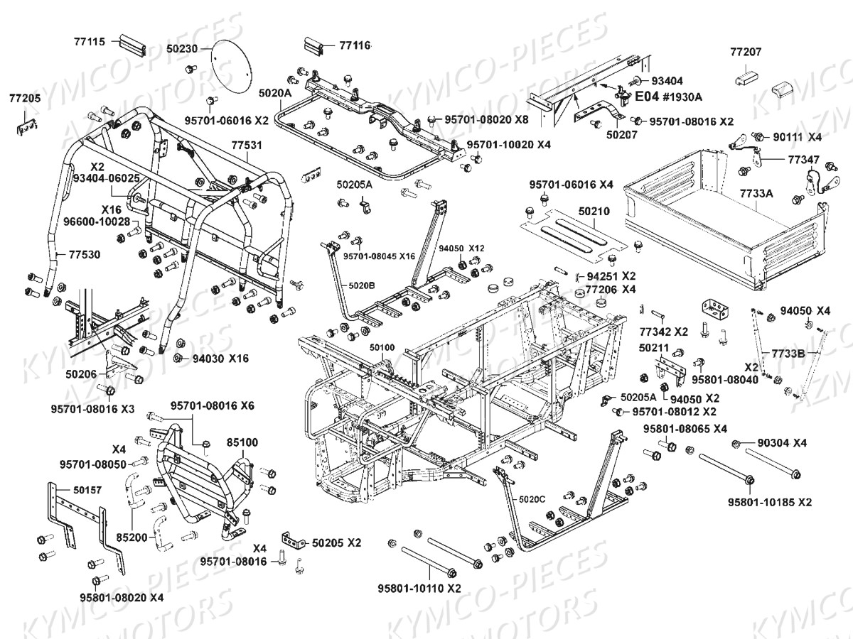 Chassis Benne KYMCO Pièces SSV UXV 450I 4T EURO 4 (UA90FE)